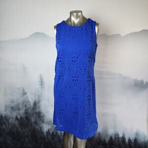 Worthington Cobalt Blue Sleeveless Eyelet Sheath Dress | Women's Medium